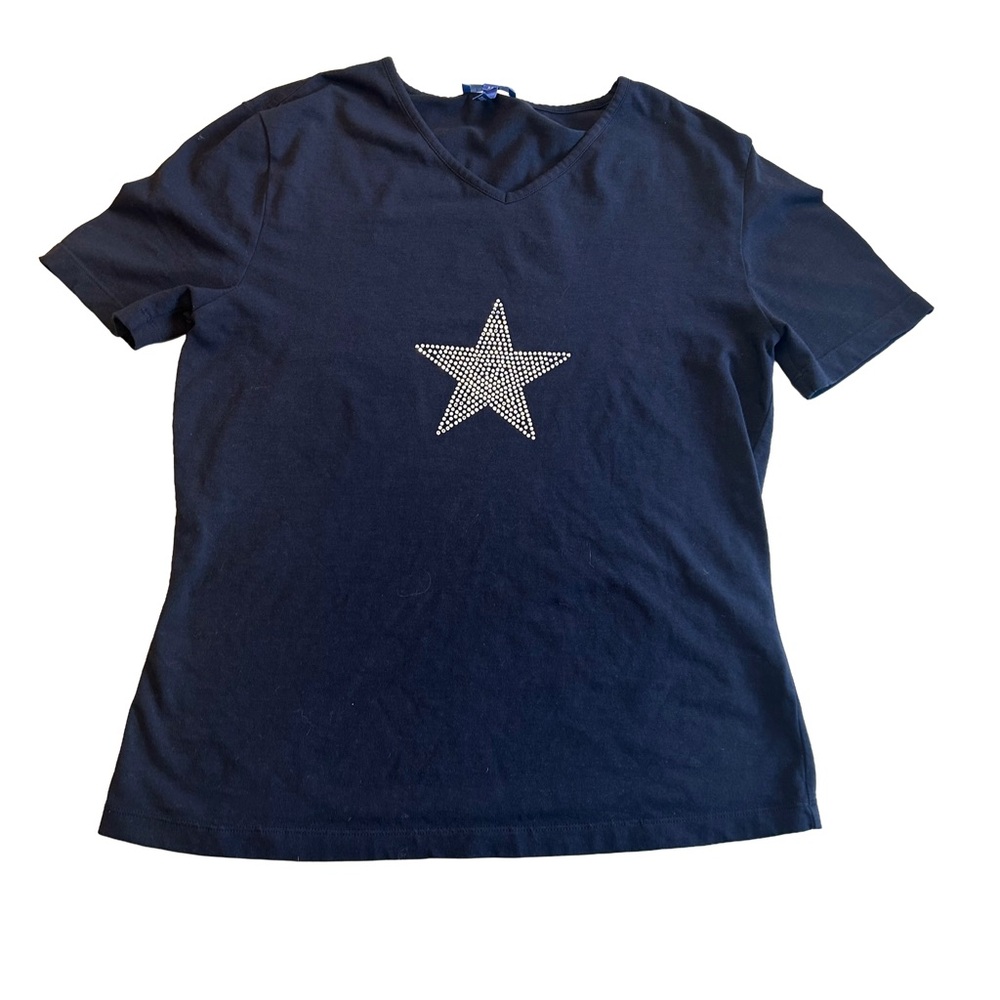 Escada Sport Vintage NavyTee with Star Embellishment.  Size M - Picture 3 of 5